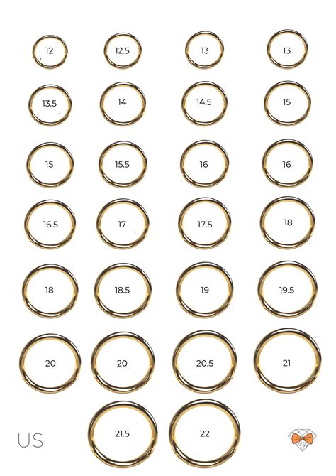 Printable Ring Size Chart Womens