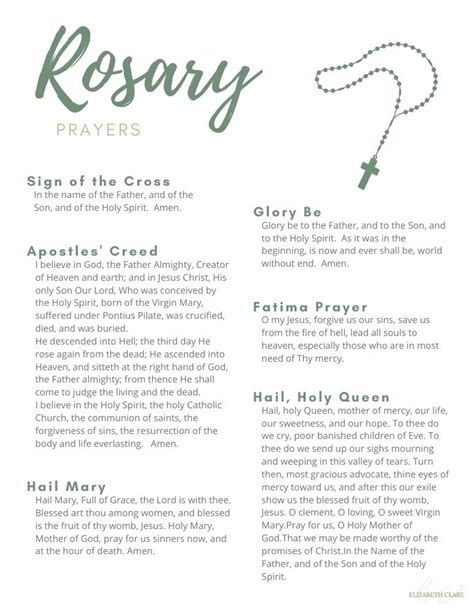Printable Rosary Prayer In English