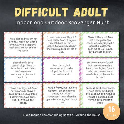 Printable Scavenger Hunt Clues For Adults