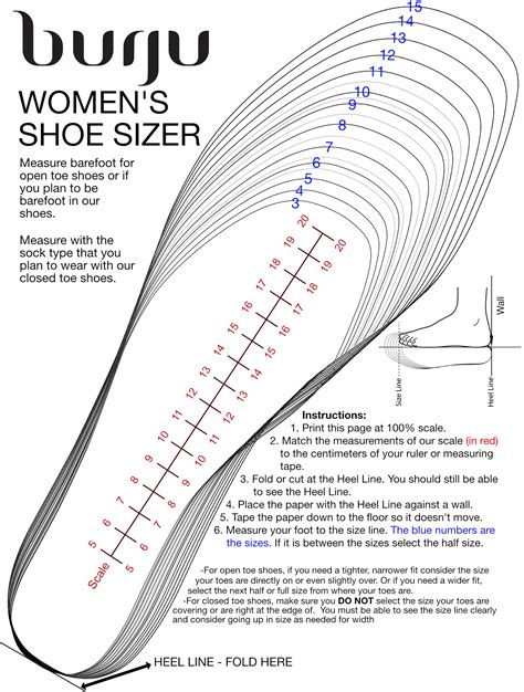 Printable Shoe Size Chart Womens