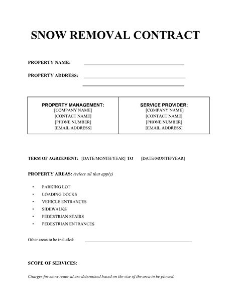 Printable Snow Removal Contract