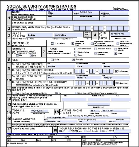 Printable Social Security Card Application