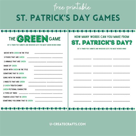 Printable St Patrick's Day Games