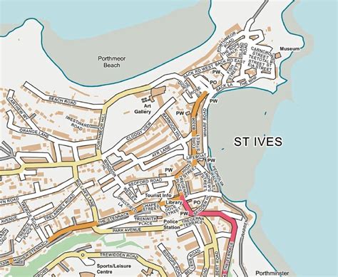 Printable Street Map St Ives Cornwall