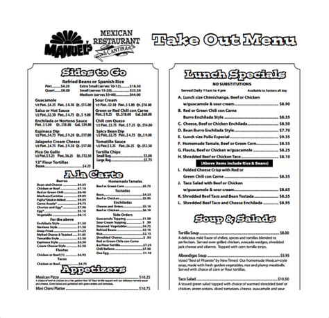 Printable Take Out Menus