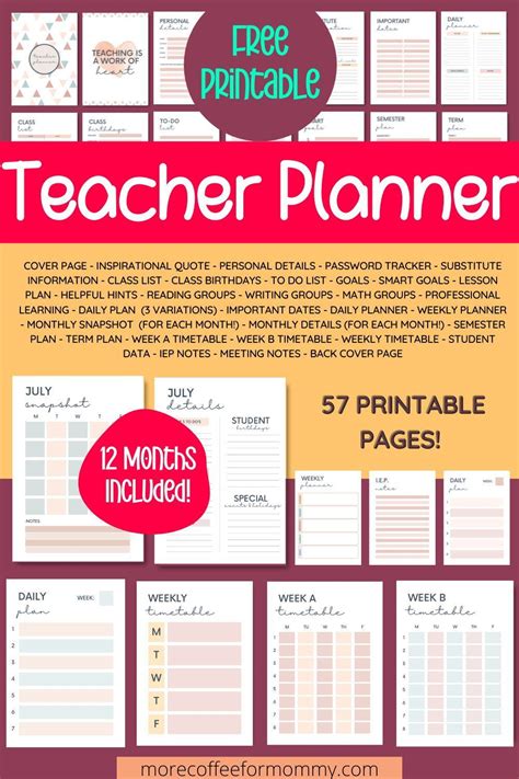 Printable Teacher Planner Free