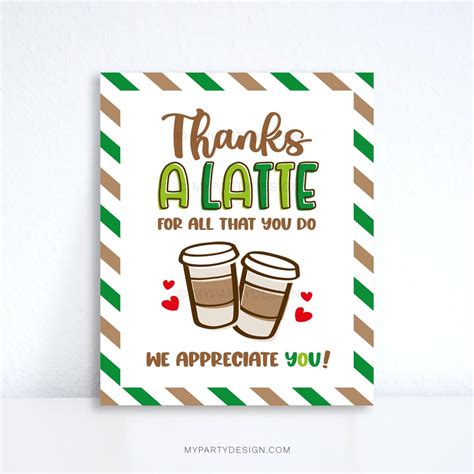 Printable Thanks A Latte