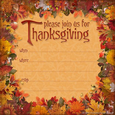 Printable Thanksgiving Dinner Invitations