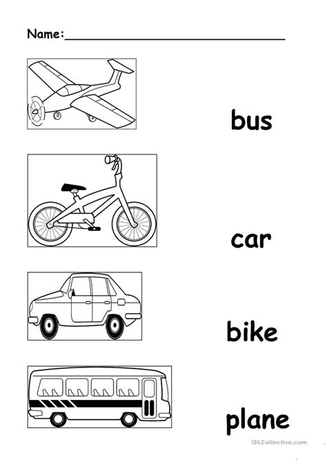 Printable Transportation Worksheets