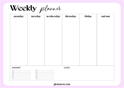 Printable Weekly Planner Calendar