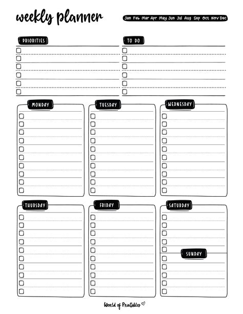 Printable Weekly Planner Page