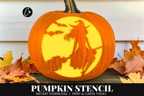 Printable Witch Pumpkin Stencil