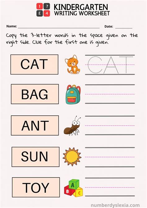 Printable Writing Kindergarten Worksheets