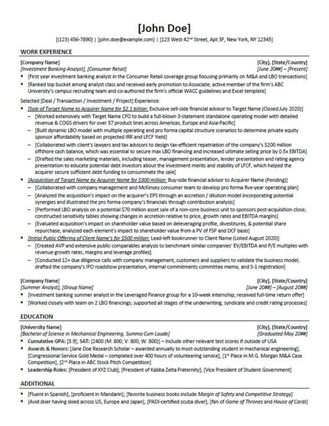 Private Equity Resume Template