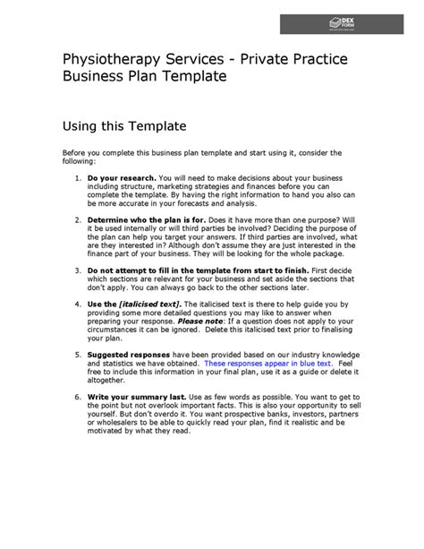 Private Practice Business Plan Template