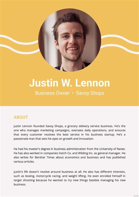 Professional Biography Template Word