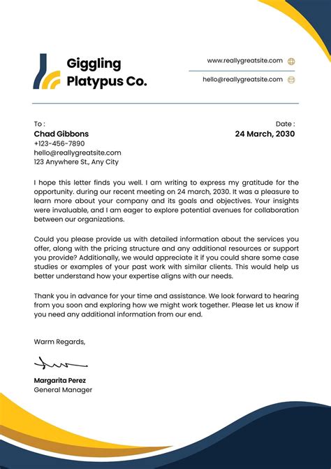 Professional Business Letter Format Template