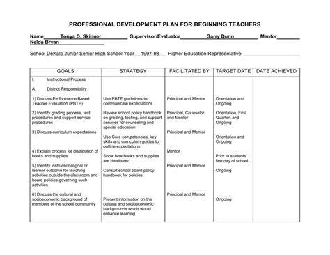 Professional Development Plan Template For Preschool Teachers