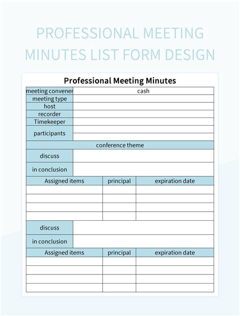 Professional Meeting Notes Template