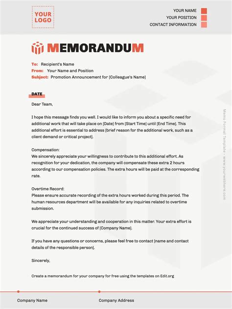 Professional Memorandum Template