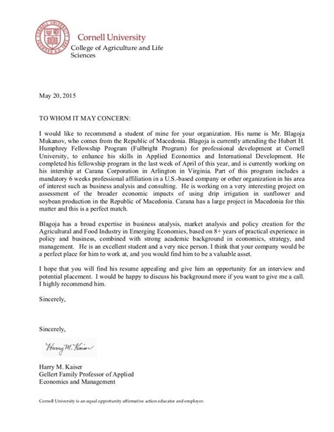Professor Recommendation Letter Template