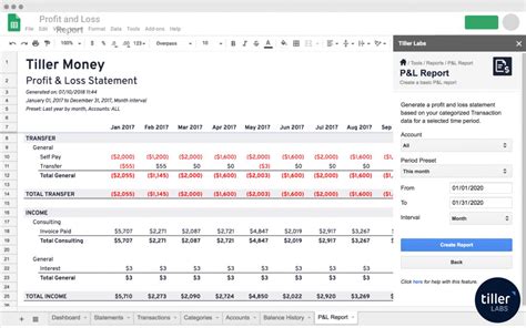 Profit And Loss Google Sheet Template