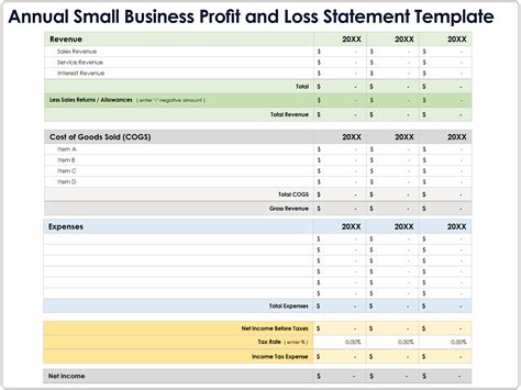Profit Loss Templates