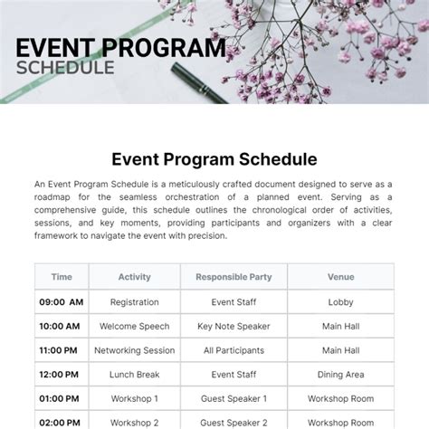 Program Schedule Template