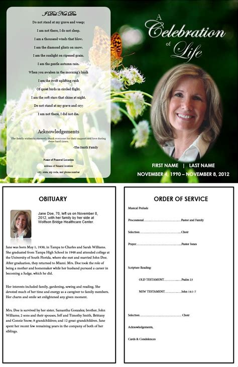 Program Template For Memorial Service