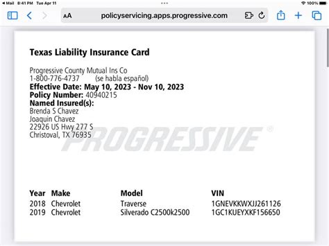 Progressive Insurance Card Template Free