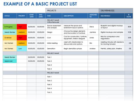 Project List Template