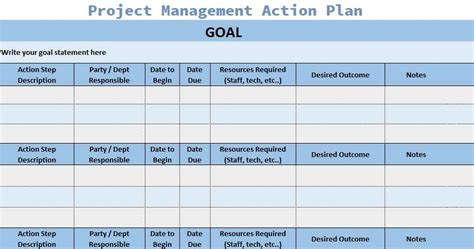 Project Management Action Plan Template