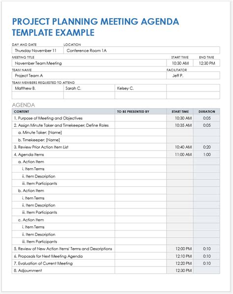 Project Management Agenda Template