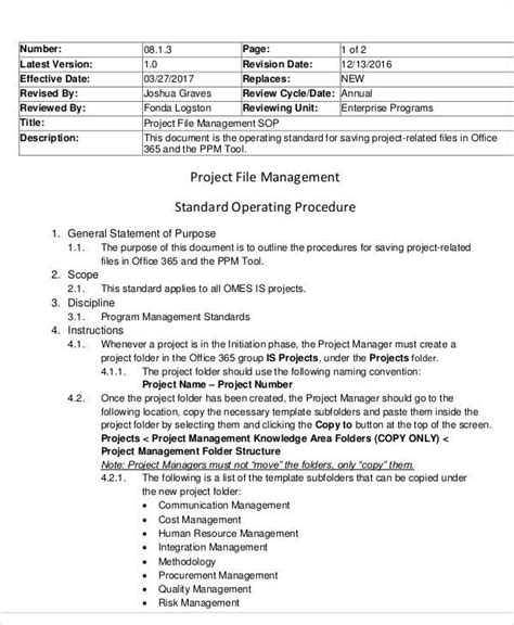 Project Management Sop Template