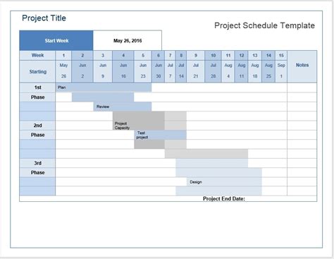 Project Management Timetable Template