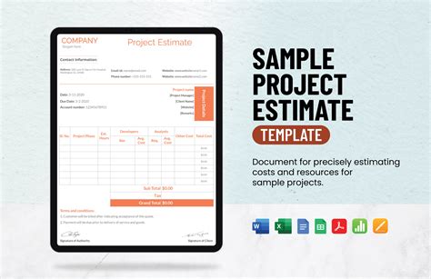 Project Manager Estimate Template