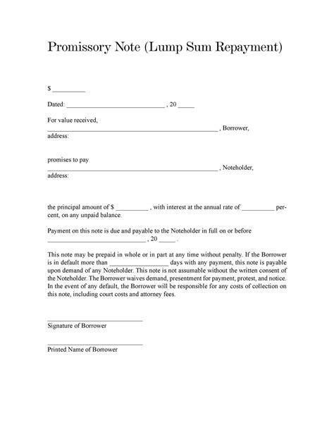 Promissory Note Template Free