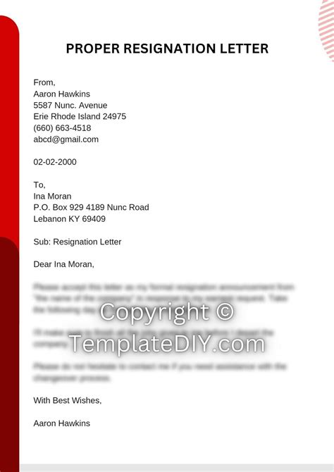 Proper Resignation Letter Template