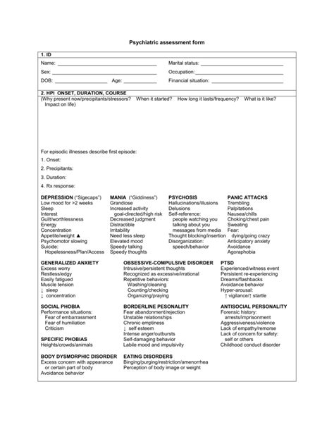 Psychiatry Hpi Template