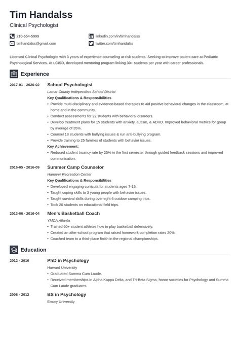 Psychology Resume Template