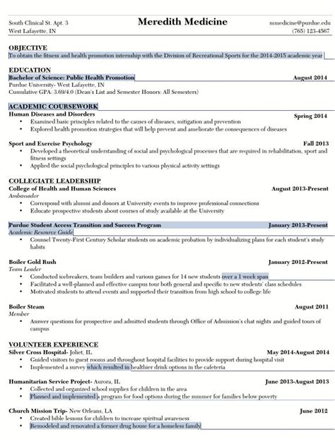 Purdue Business Resume Template