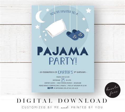 Pyjama Party Invitation Template Free