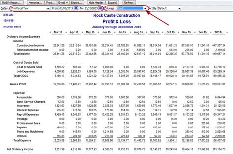 Quickbooks Profit And Loss Template