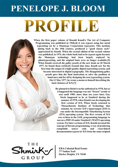 Real Estate Agent Biography Template