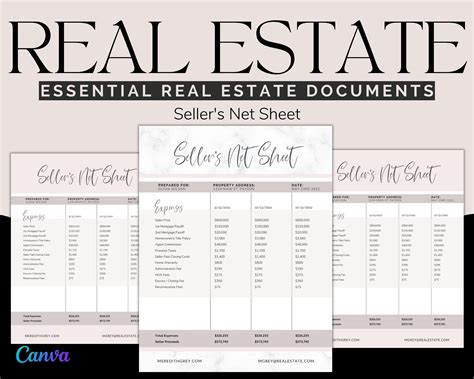 Real Estate Net Sheet Template