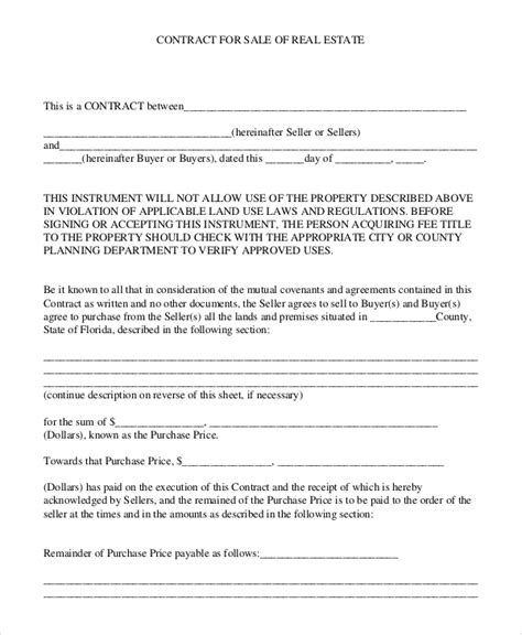 Real Estate Sales Contract Template Free