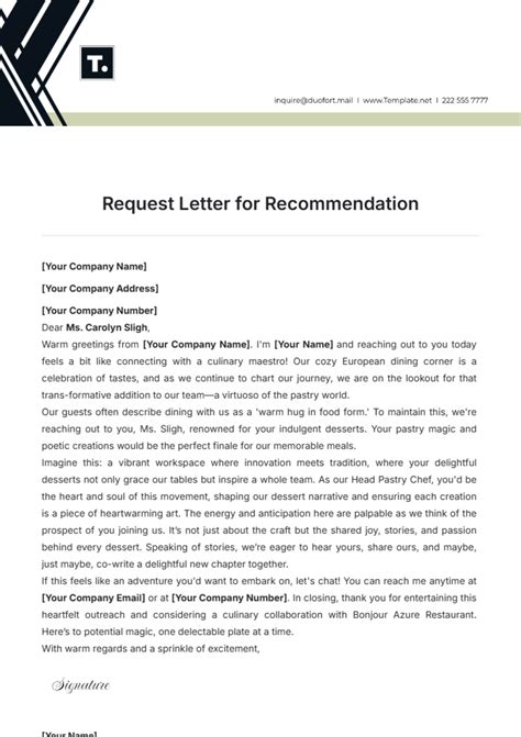 Rec Letter Email Template