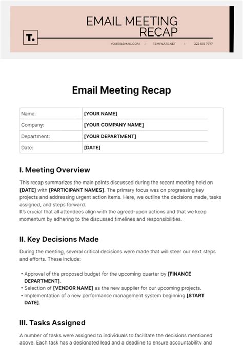 Recap Meeting Template