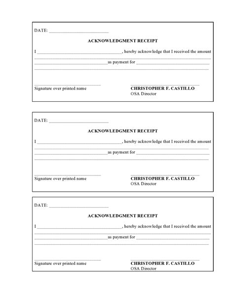 Receipt Of Acknowledgement Template