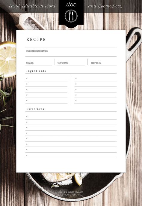 Recipe Google Doc Template